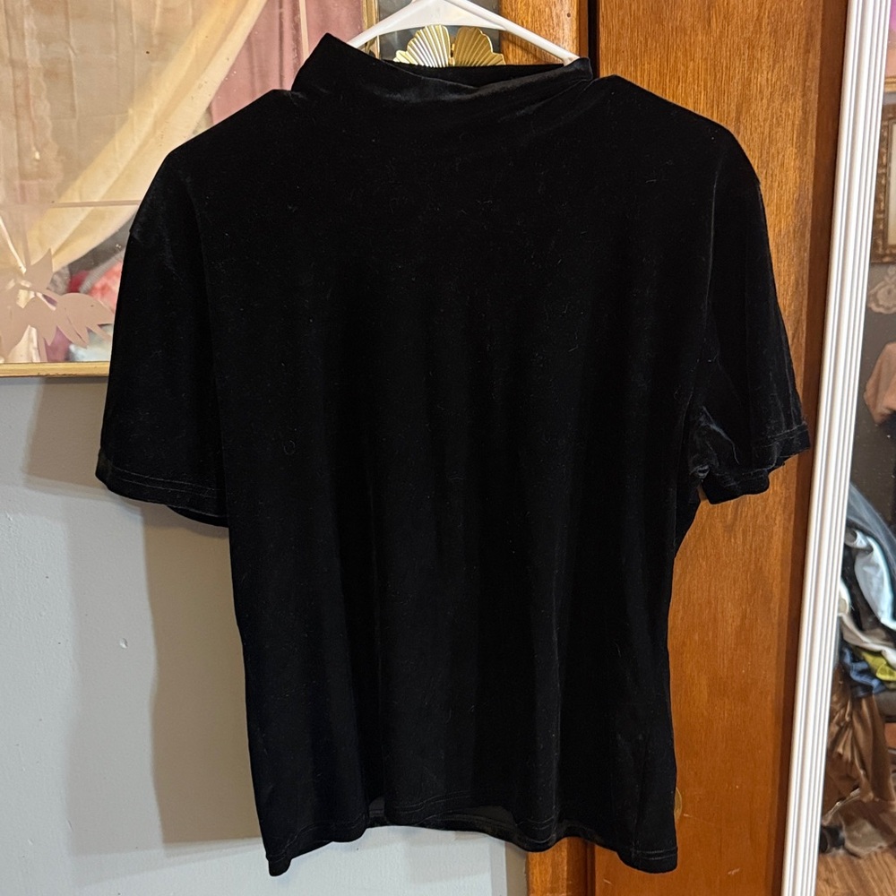 dressbarn Black Velvet Top with Logo Tag